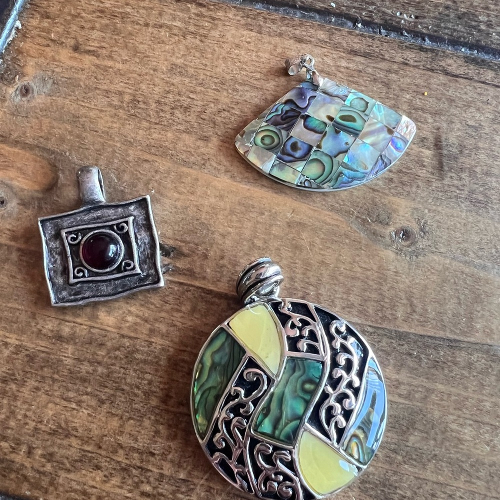 Artistic Silver and Abalone Pendants